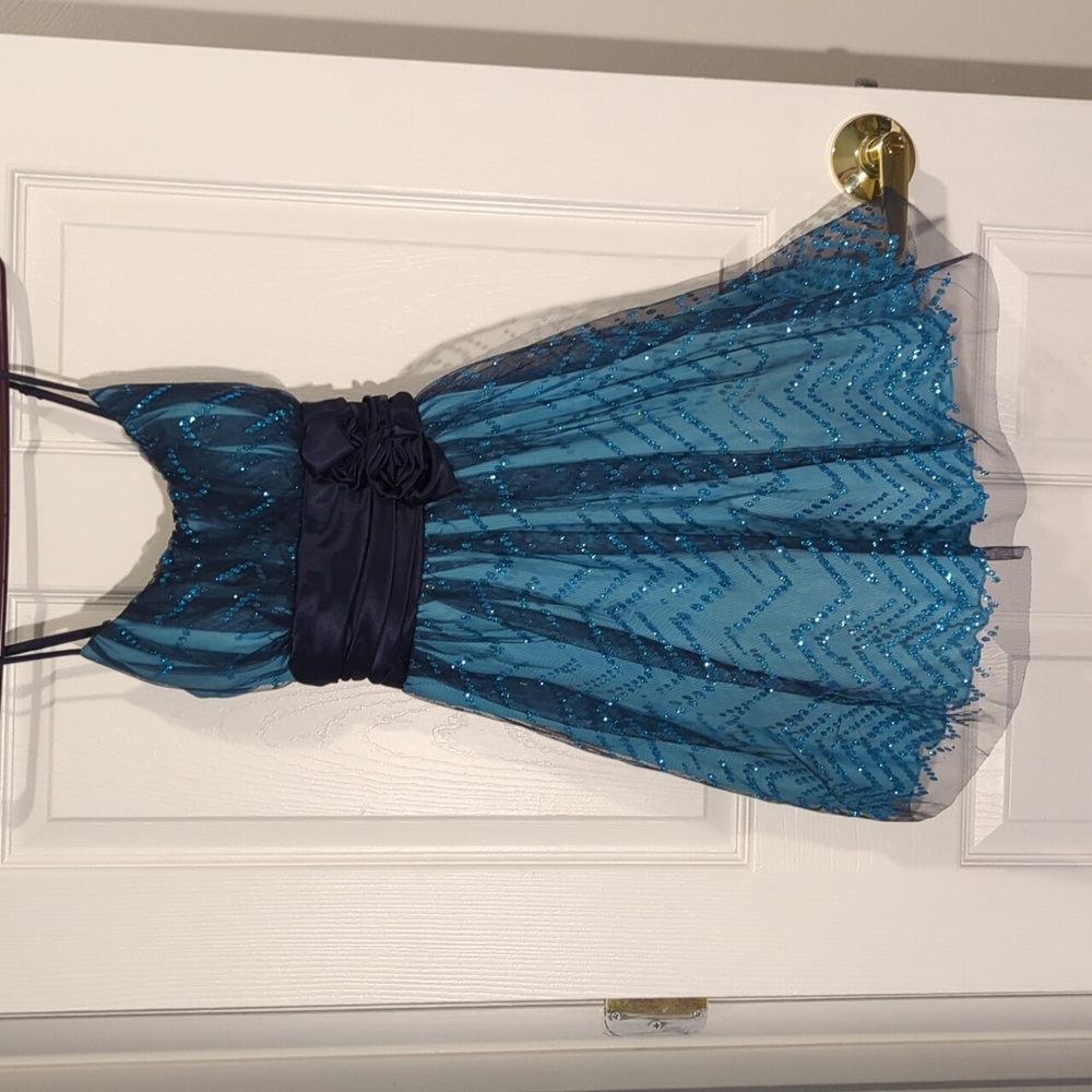 Short, spaghetti strap, formal dress